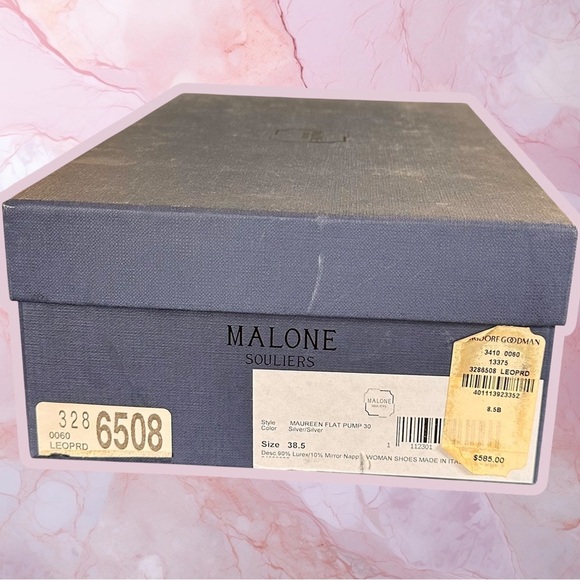 Malone Souliers ‘Maureen Flat 30’ in “Silver Leopard” Size 38.5 = US Size 8.5 - Picture 3 of 15
